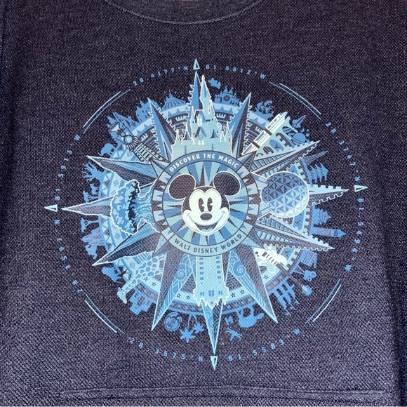 Walt Disney World Navy Blue Mickey Mouse Compass Crewneck Size Small - Picture 3 of 6